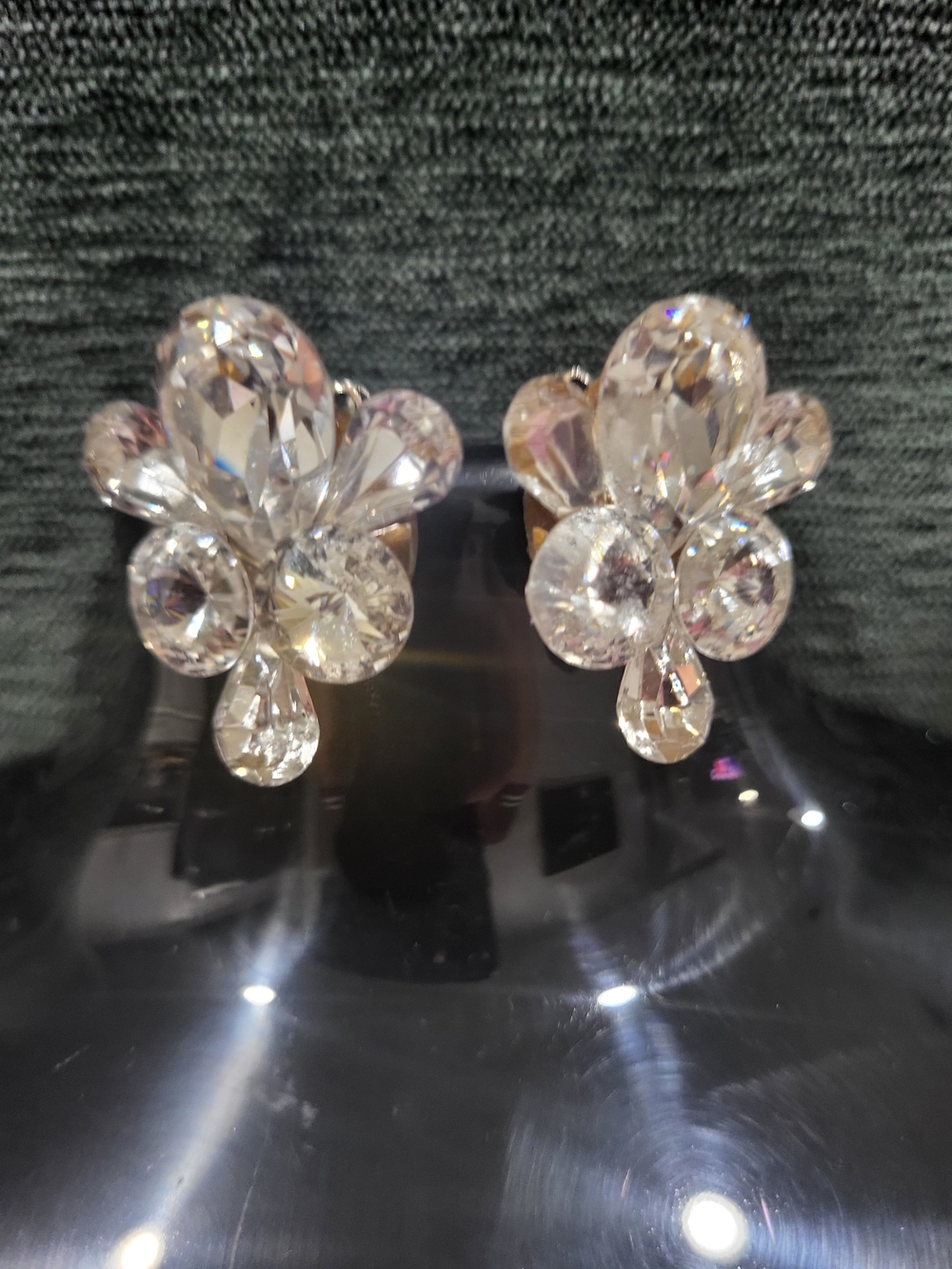 Crystal Cluster Clip-On Earrings - Clear Sparkle